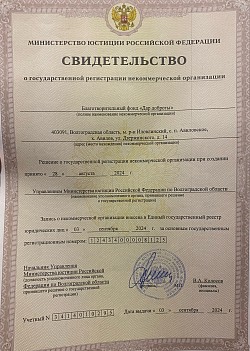 Документы фонда Дар доброты