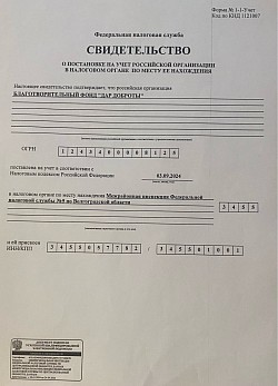 Документы фонда Дар доброты